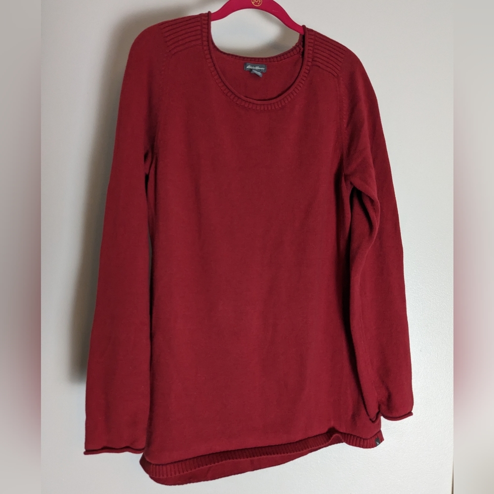 Red tall sweater